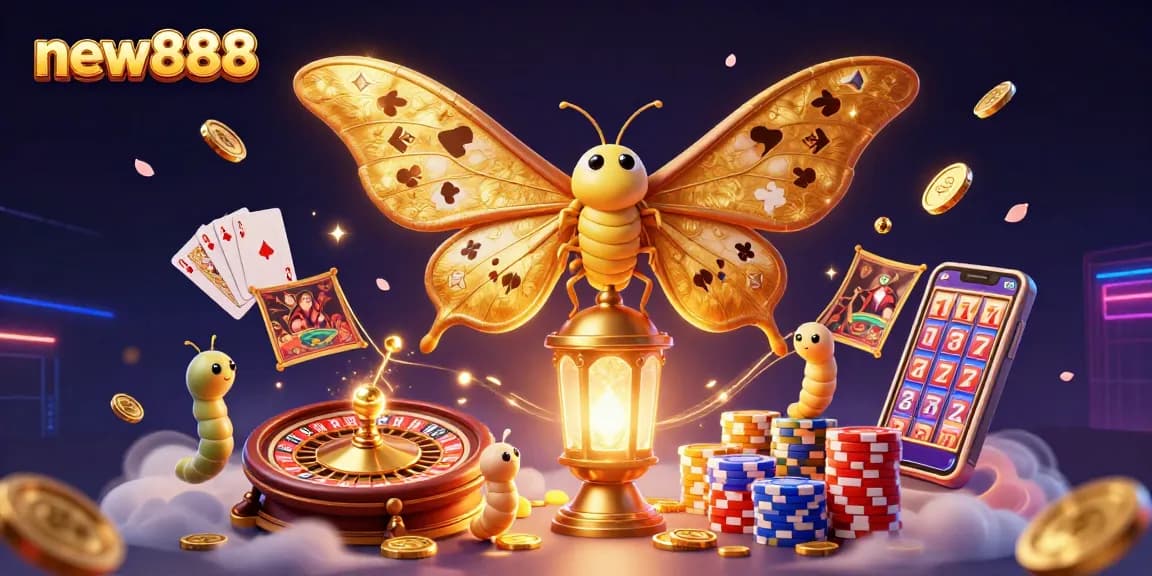 Enjoy thrilling casino adventures with new888 as the vibrant moth unveils winning card suits!