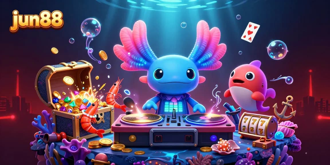 Experience dynamic gaming at jun88 with a vibrant underwater DJ scene filled with treasures and slot elements.