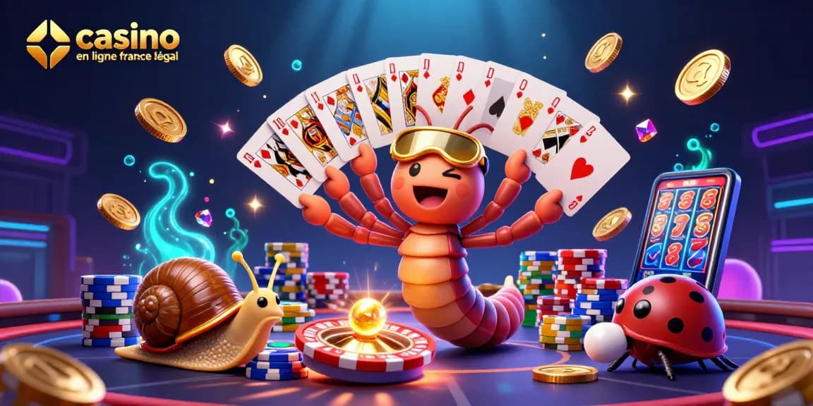 Visualisez le casino en ligne légal en France avec un dealer cartoon et de grosses mises excitantes.