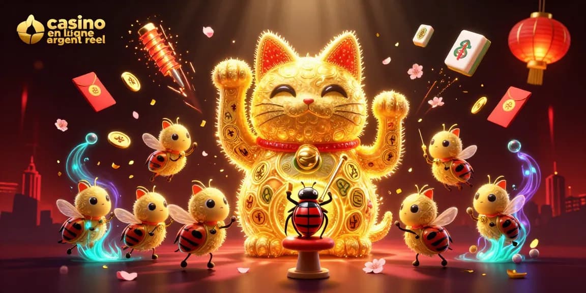 Profitez des jeux amusants de casino en ligne argent réel avec un chat porte-bonheur dans un monde féerique.