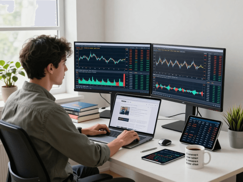 TradingView setup in a modern workspace with live market data and a focused financial analyst.