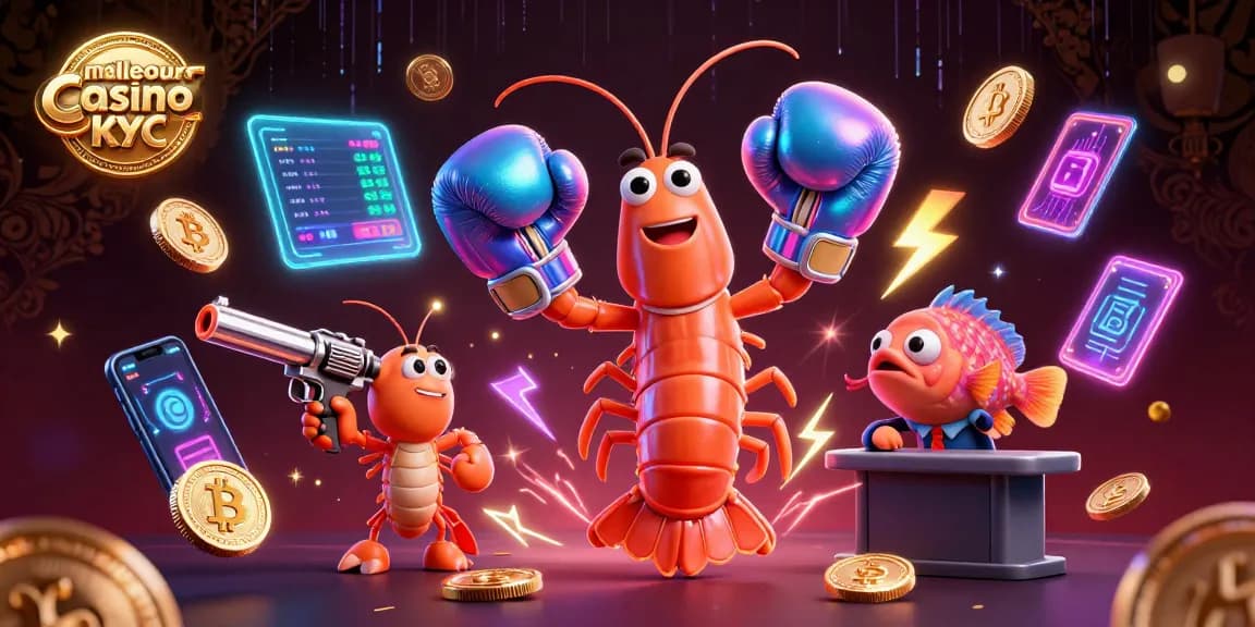Meilleurs casinos sans KYC : illustration animée en 3D de créatures marines gagnant aux jeux d'argent