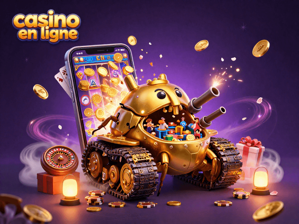 Jouez au casino en ligne dans un univers magique avec un tank et des jeux animés.