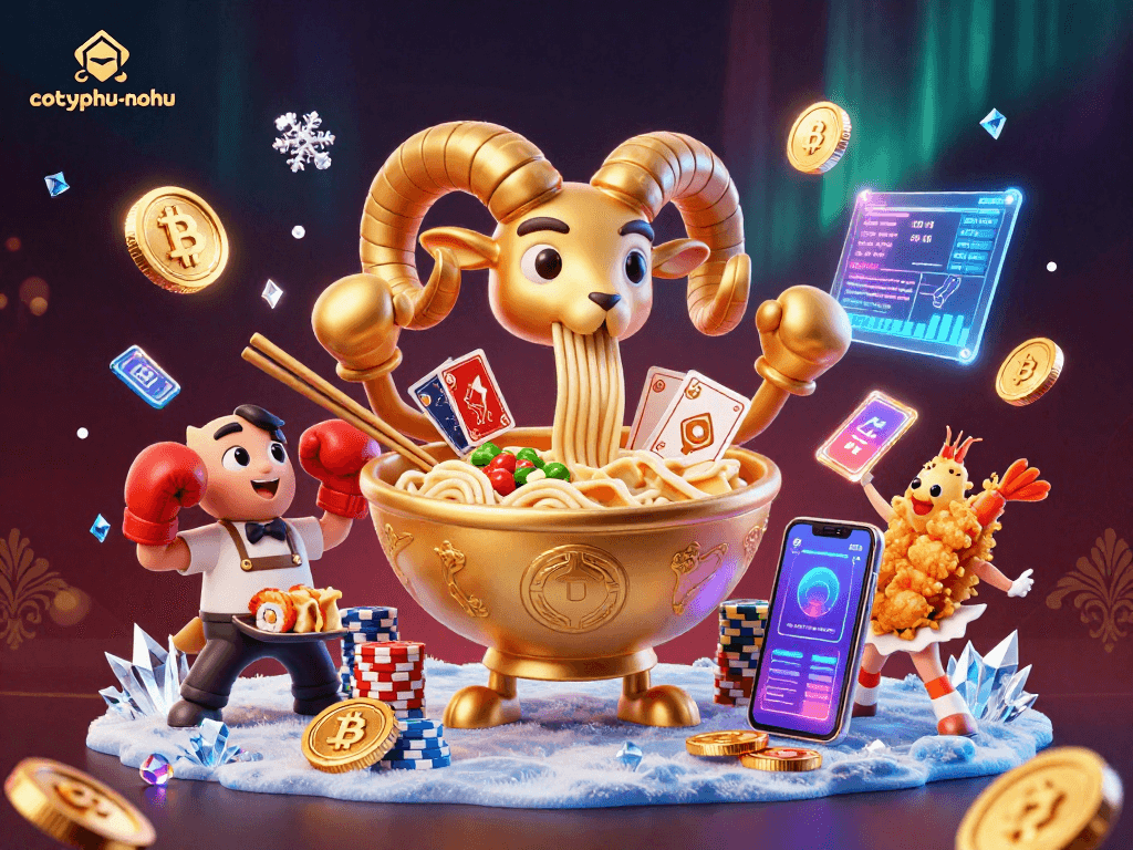 Cottyphu-nohu invites players to engage in thrilling casino gameplay with cartoon-style characters and crypto elements.