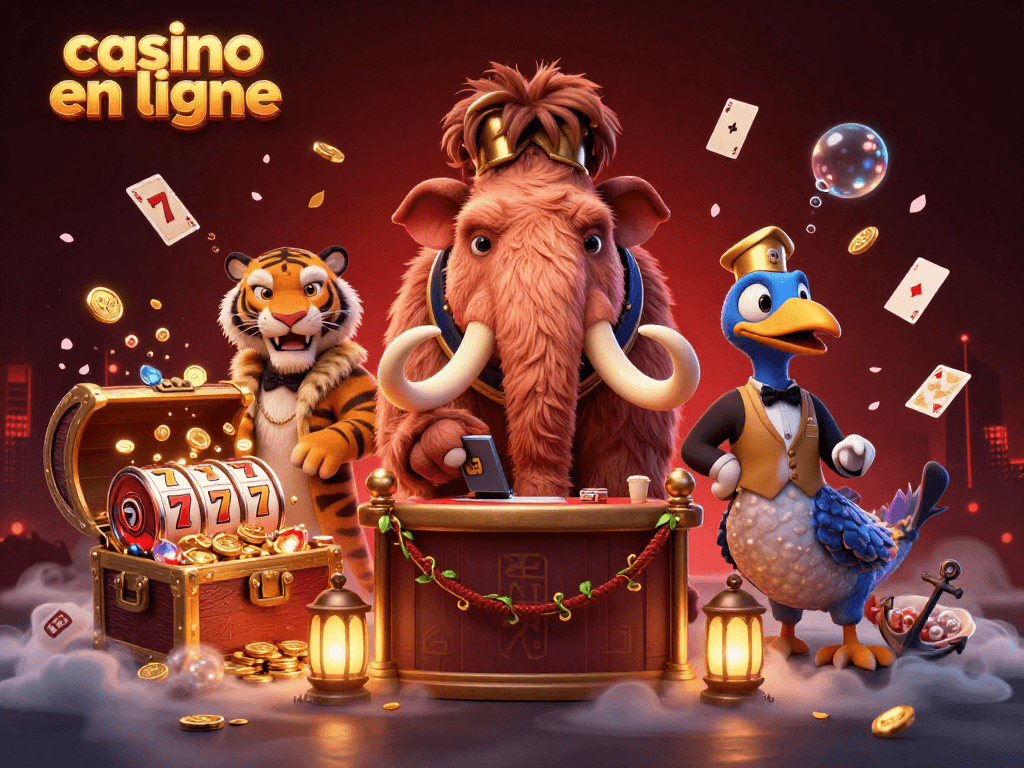 Vivez l’expérience d'un casino en ligne avec ce gardien mammouth et invités VIP au cœur d'une scène dynamique.