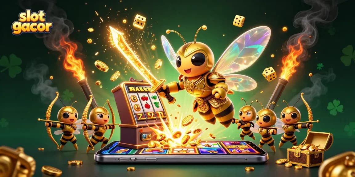Experience the excitement of slot gacor with a vibrant jackpot explosion in this dynamic casino illustration