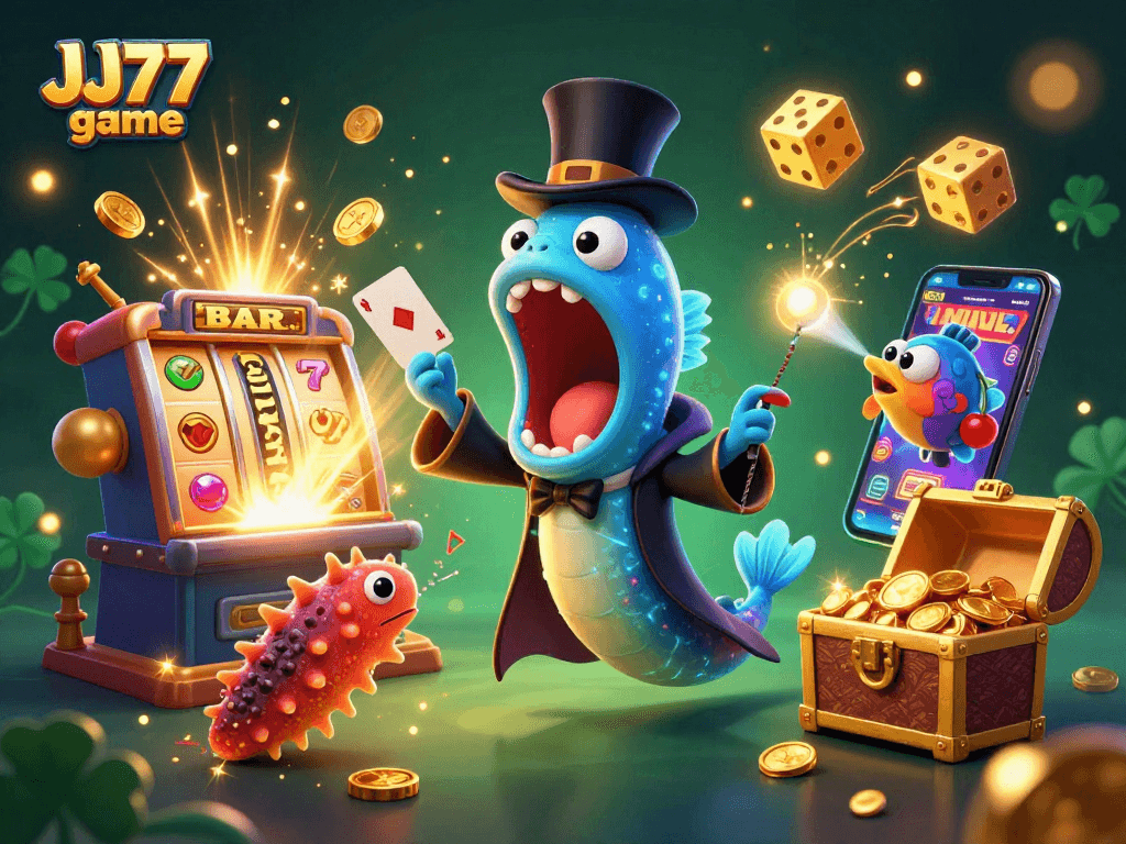 Experience the thrill of the JJ77 game with animated sea creatures featuring a jackpot of wonders.