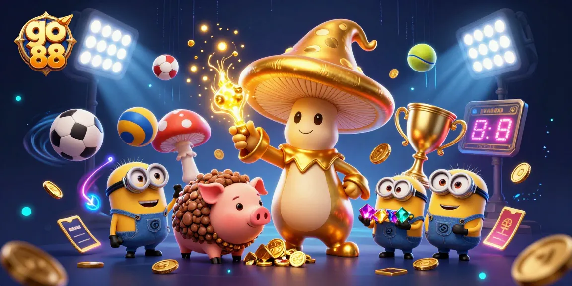 Experience gaming excitement with go 88 as the wizard channels gold and treasure amidst a vibrant sports-themed scene.