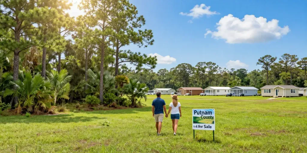 Putnam County land for sale showcasing a couple exploring scenic lots in rural Florida.
