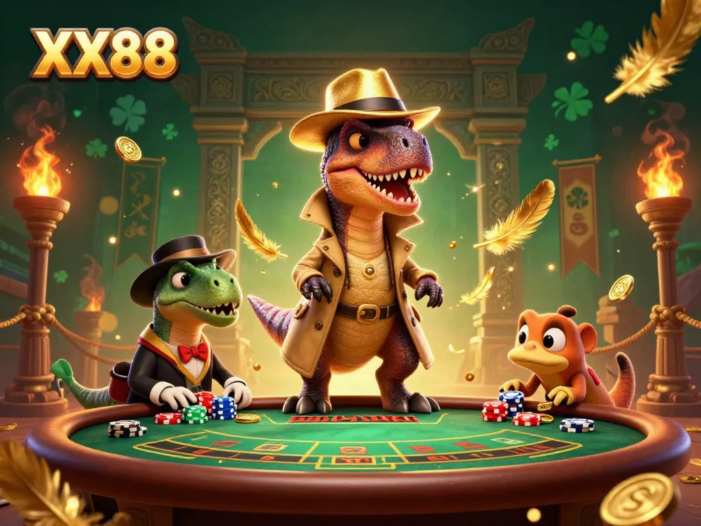 Experience thrilling gameplay at XX88 with cartoon characters in a vibrant casino setting