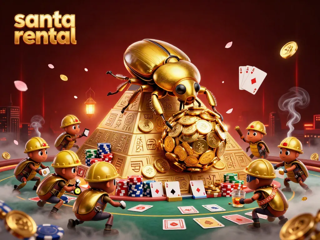 Experience the thrill of santa rental with this festive gambling-themed illustration.