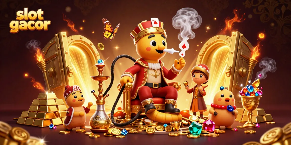 Experience the thrill of slot gacor with vibrant characters surrounded by treasure and excitement.