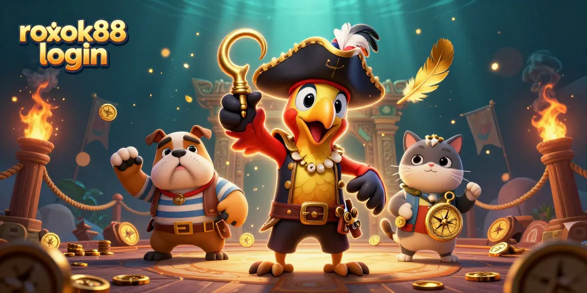 Engage in thrilling action with rokok88 login as characters celebrate in a vibrant gambling arena.