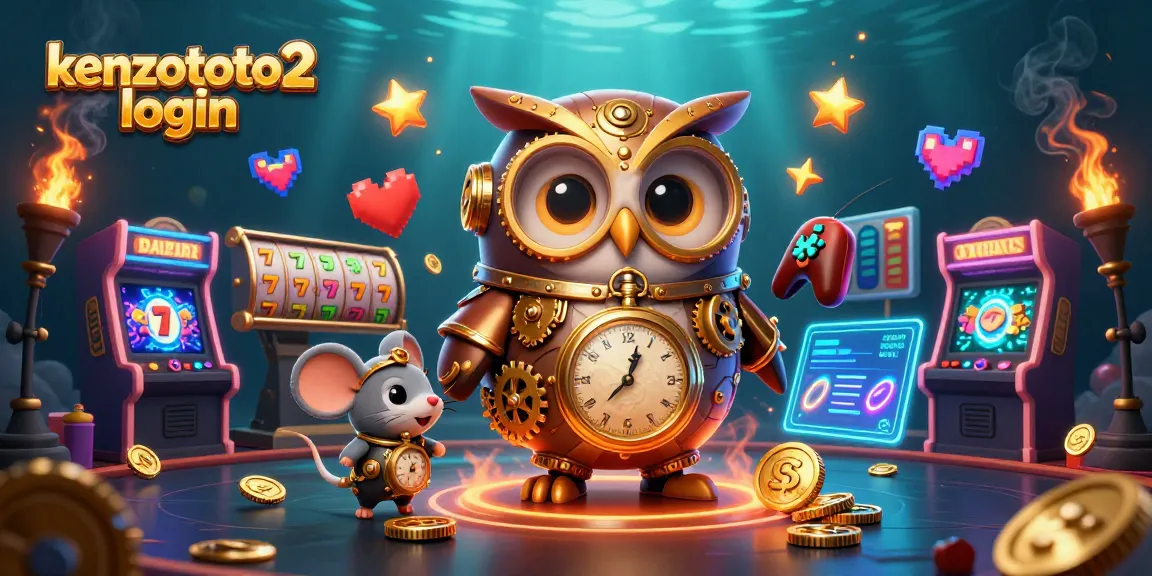 Login kenzototo2 dalam ilustrasi kasino virtual dengan karakter menarik dan elemen game modern