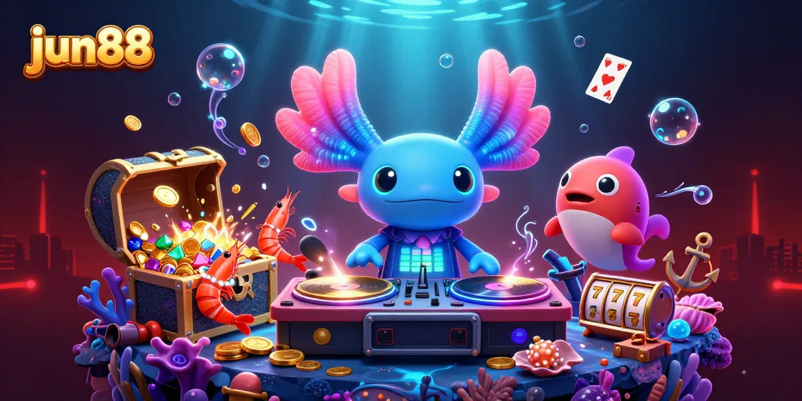 Experience dynamic gaming at jun88 with a vibrant underwater DJ scene filled with treasures and slot elements.