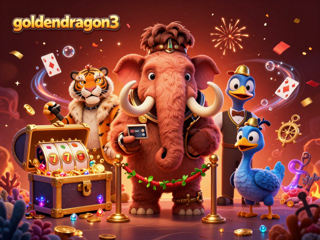 Experience thrilling wins with goldendragon3 as the 3D mammoth bouncer checks IDs at an animated casino!