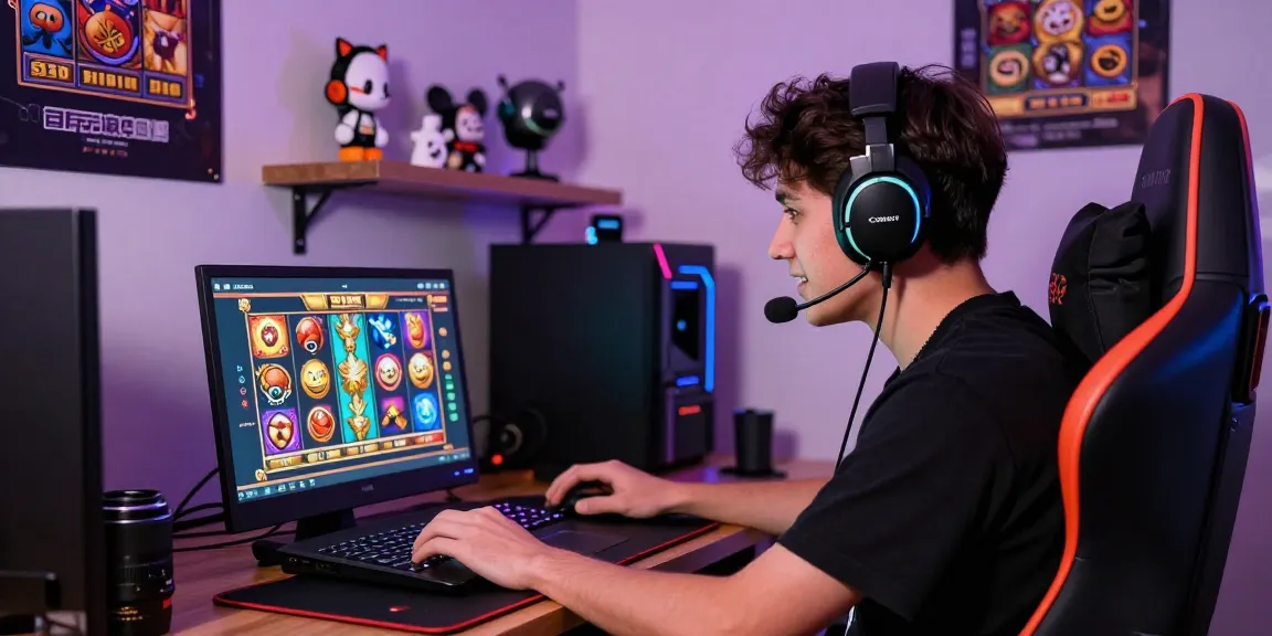Engaged player exploring info slot games on a vibrant gaming laptop.