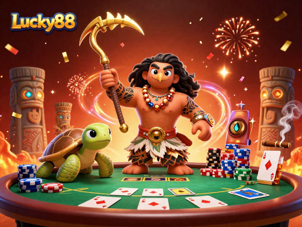 Experience thrilling action at Lucky88 with vibrant 3D casino elements and dynamic characters.