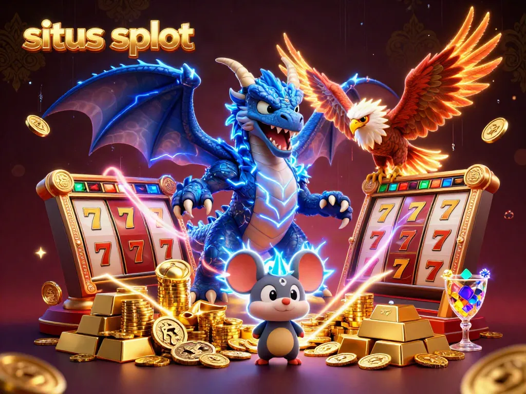 Experience excitement at situs slot with a dynamic scene featuring a thunder dragon and magical casino elements.