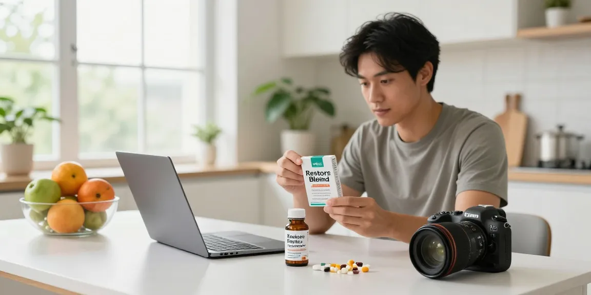 Discover TB 500 benefits while exploring advanced buccal strip technology in a bright, health-focused kitchen.