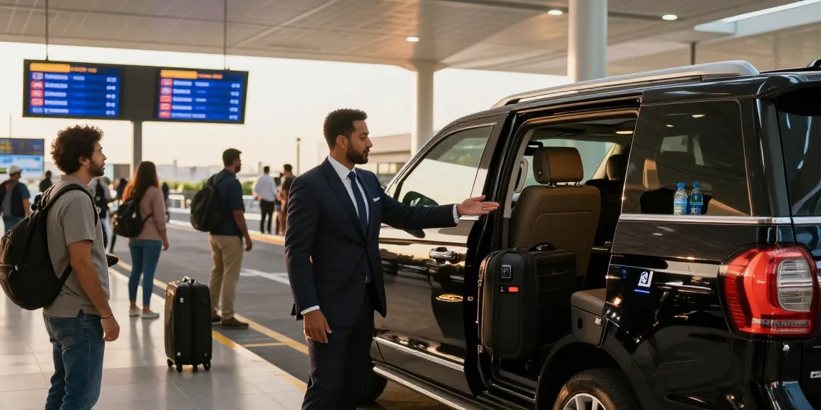 Airport Transfers Service Dubai with premium chauffeurs welcoming travelers and luxury vehicles.