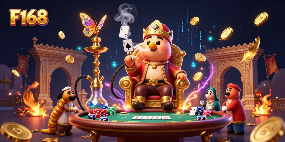 Experience the vibrant world of F168 poker with engaging characters and dynamic casino elements.