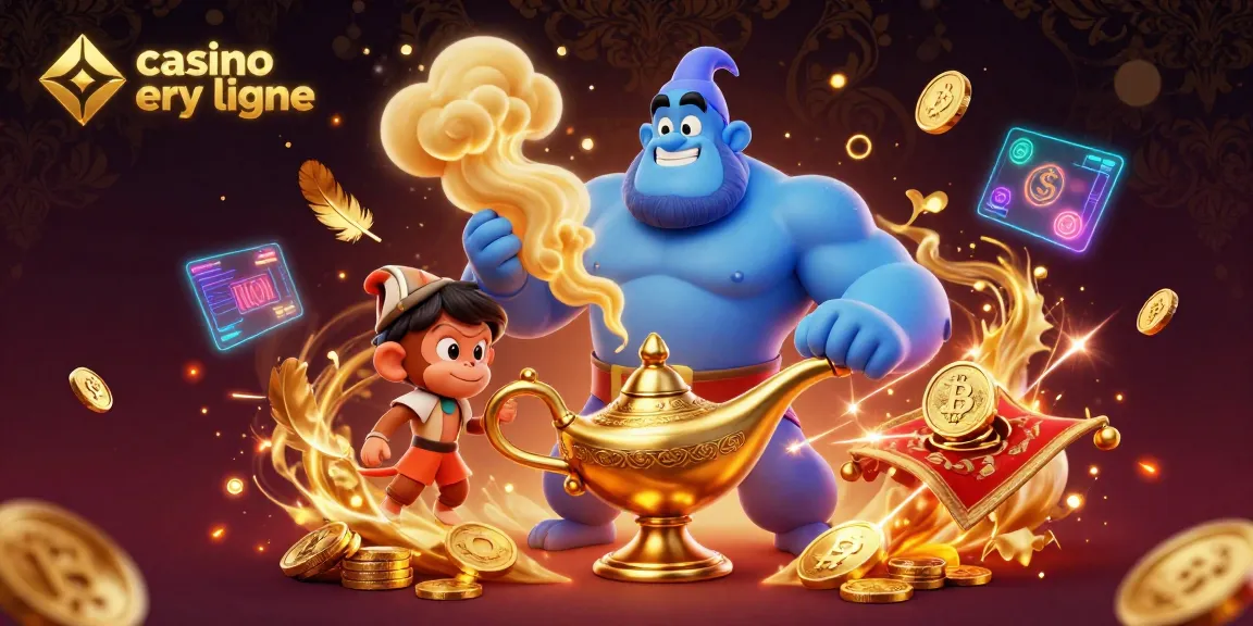 Plongez dans l'univers du casino crypto en ligne avec des pièces dorées et une scène dynamique de jeu.