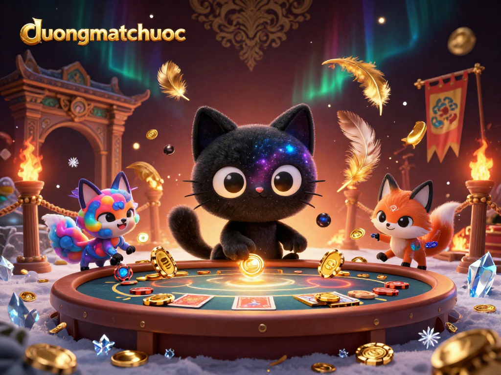 Experience duongmatchuoc's vibrant cosmic casino action with a gravity-defying black hole cat.
