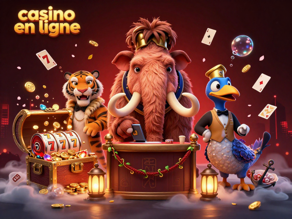 Vivez l’expérience d'un casino en ligne avec ce gardien mammouth et invités VIP au cœur d'une scène dynamique.
