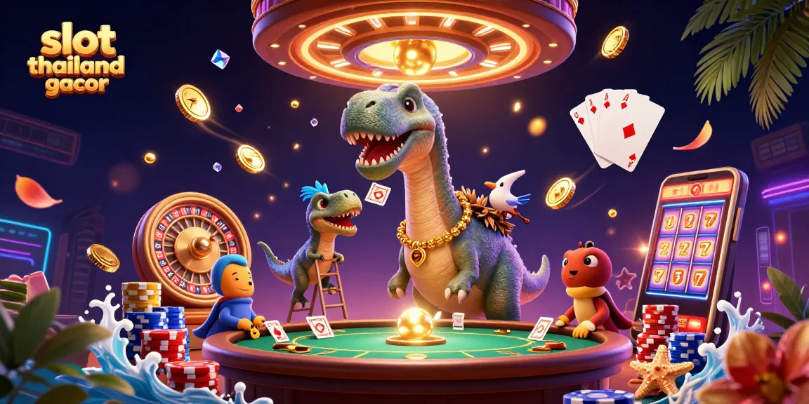 Experience the excitement of slot thailand gacor with a vibrant 3D casino scene featuring dynamic characters and game elements.