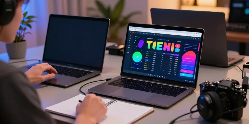 Engaging togel online gaming setup with statistics on laptop screen