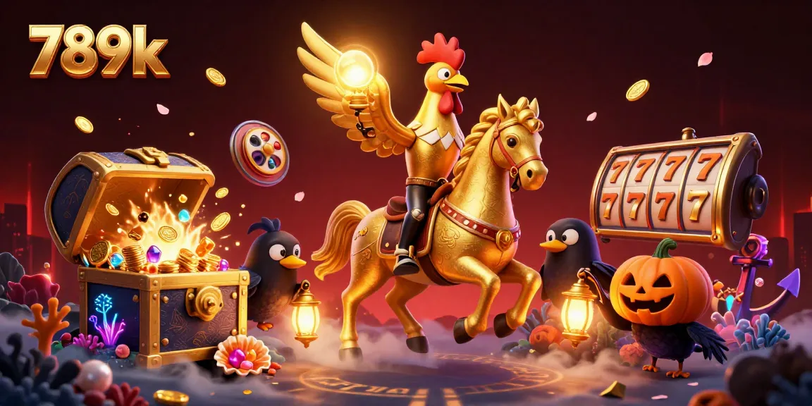 Experience thrilling gameplay at 789k, featuring a mystical scene of a golden rooster riding through a vibrant casino.