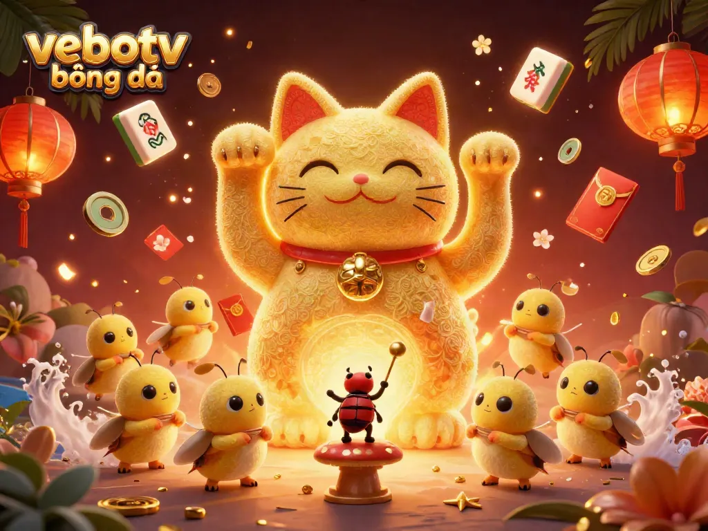 Experience vibrant vebotv bóng đá action with golden fireflies and dynamic casino symbols.
