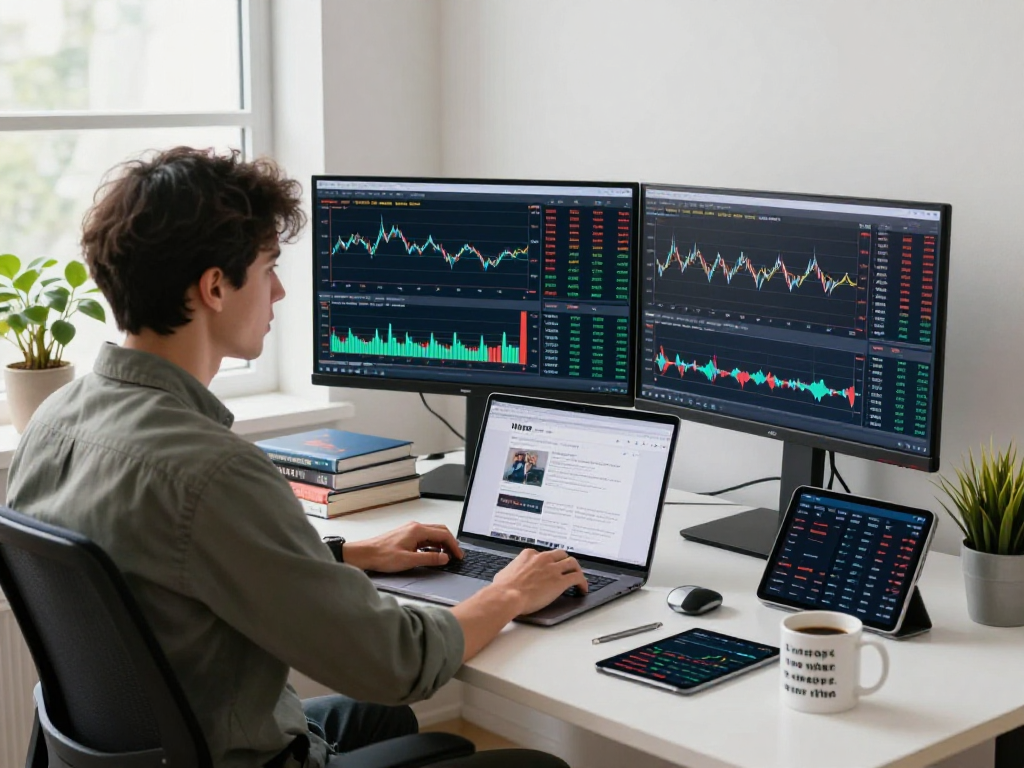TradingView setup in a modern workspace with live market data and a focused financial analyst.