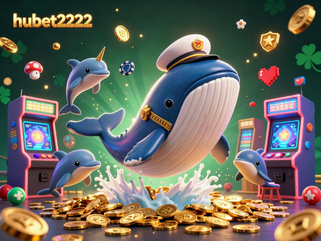 Engage with hubet2222 in a vibrant 3D casino scene featuring lively characters and dynamic gaming elements.