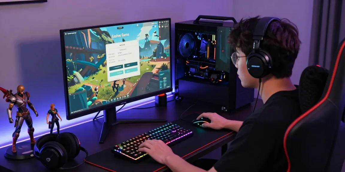 Engaged player entering tashan game login details at a vibrant gaming workstation.