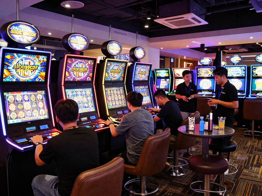 Players enjoying the slot gacor experience at a lively casino.