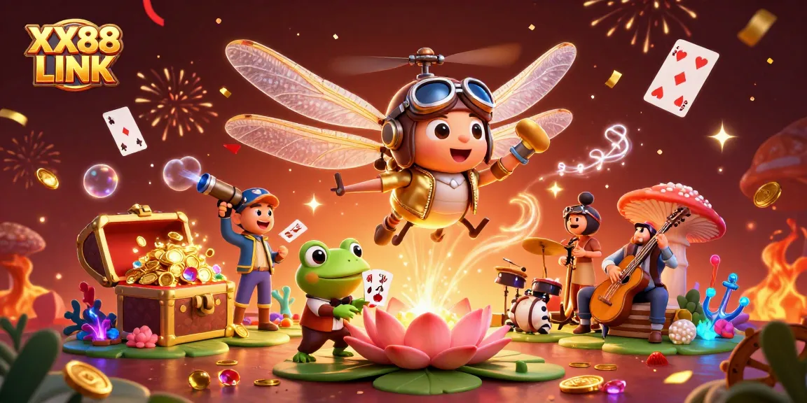 Dive into winning strategies at XX88 LINK with a vibrant casino scene featuring exciting game elements.