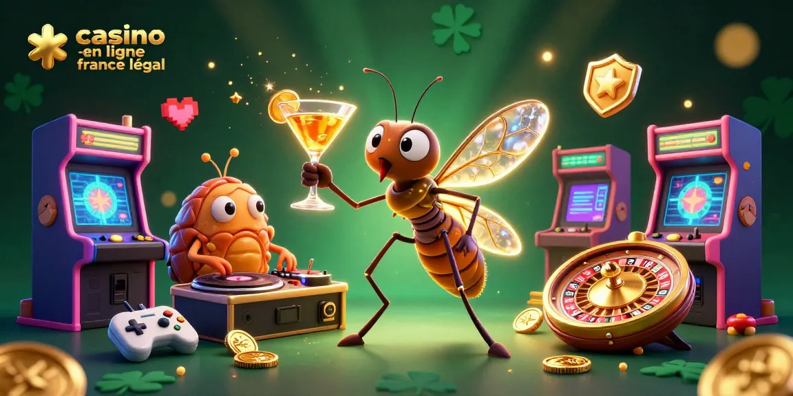 Illustration dynamique de casino en ligne France légal avec des personnages 3D alléchants et des éléments de jeu colorés.