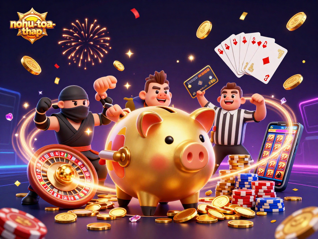 Experience the thrilling nohu-toa-thap game with stunning characters and vibrant casino elements!