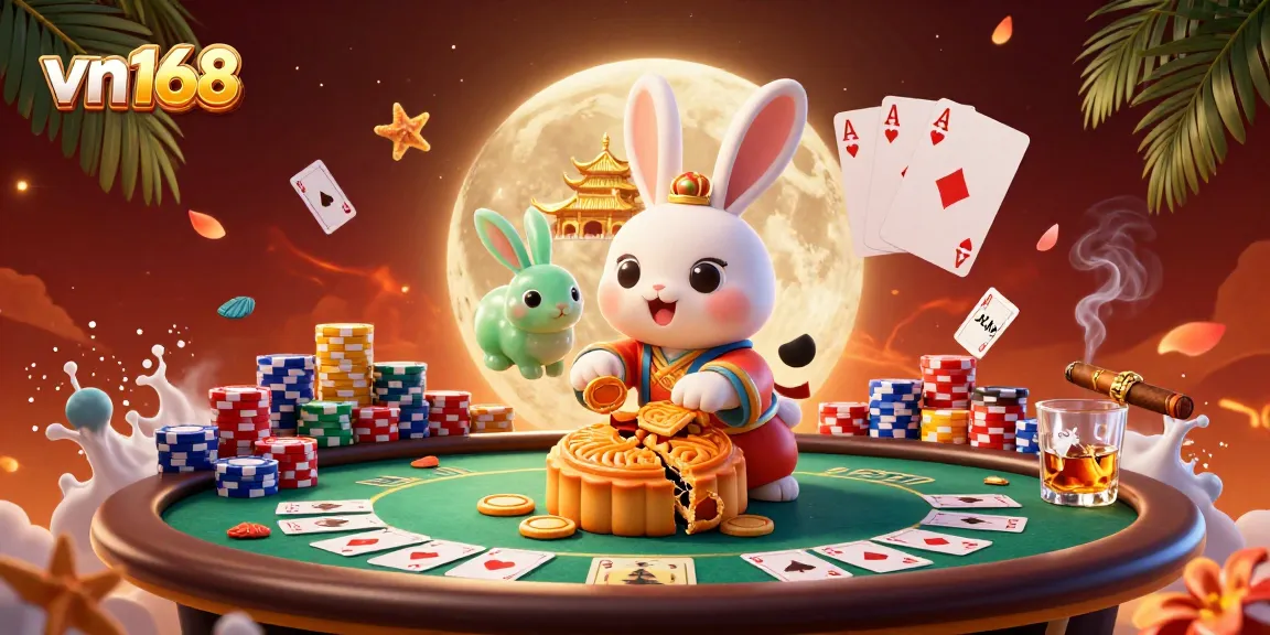 Experience the thrill of winning with vn168's vibrant casino artwork featuring poker chips and high-stakes action.