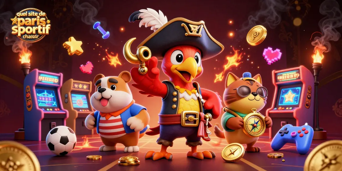 Quel site de paris sportif choisir : Illustration de personnages de jeu de casino et éléments de paris sportifs.