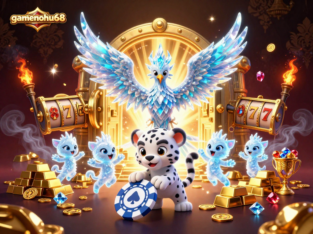 Experience thrilling casino adventures with gamenohu68 in this vibrant 3D digital illustration.