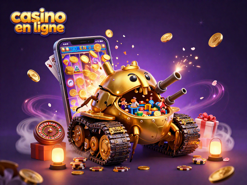 Jouez au casino en ligne dans un univers magique avec un tank et des jeux animés.