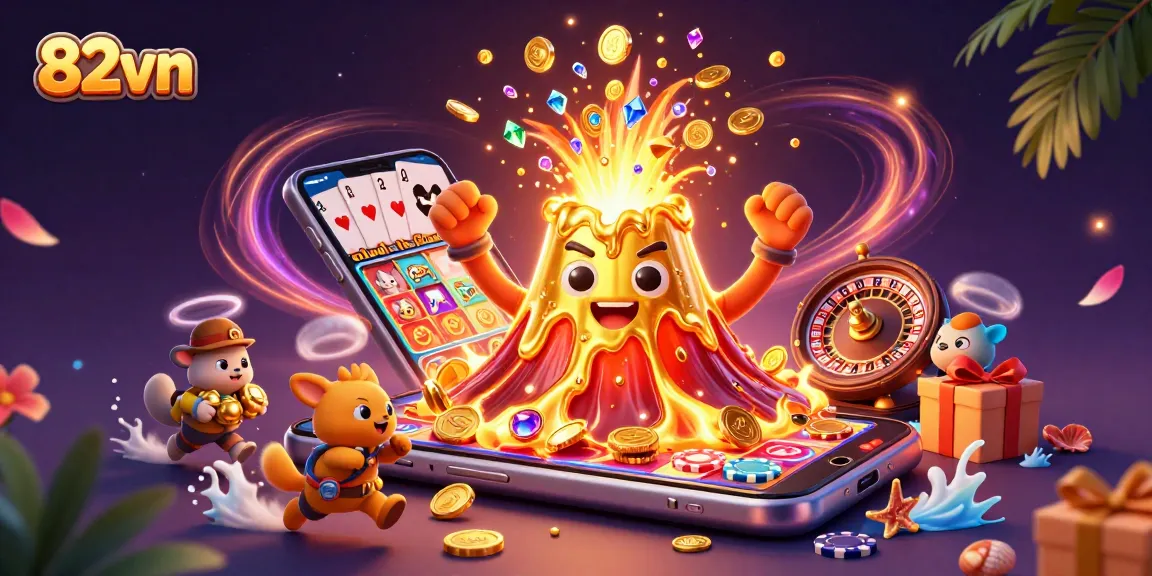 Explore thrilling gameplay at 82vn with vibrant casino treasures overflowing in a captivating 3D illustration.