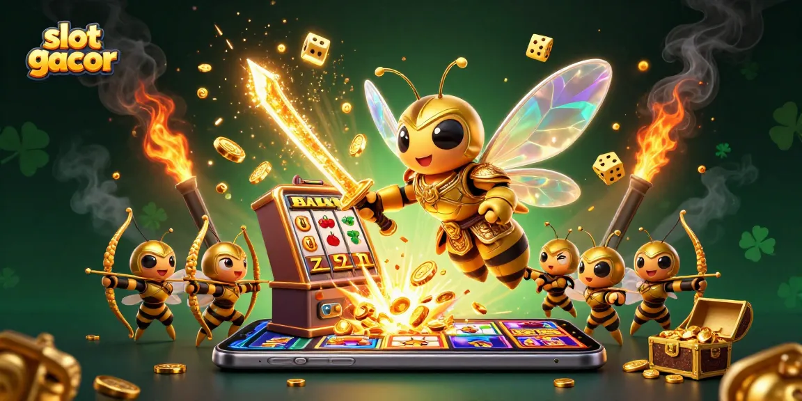 Experience the excitement of slot gacor with a vibrant jackpot explosion in this dynamic casino illustration