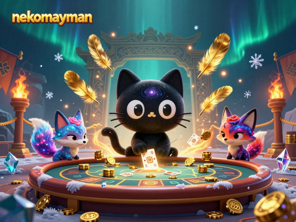 Experience the enchanting cosmic casino magic with nekomayman as the black hole cat attracts golden chips!