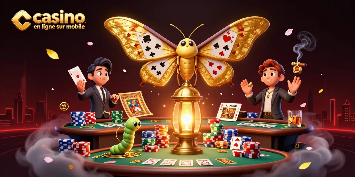 Jouez au casino en ligne sur mobile avec cette illustration de machines à sous et de cartes à jouer.
