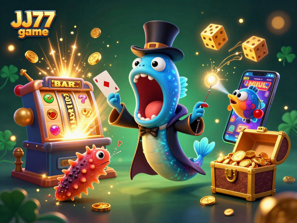 Experience the thrill of the JJ77 game with animated sea creatures featuring a jackpot of wonders.