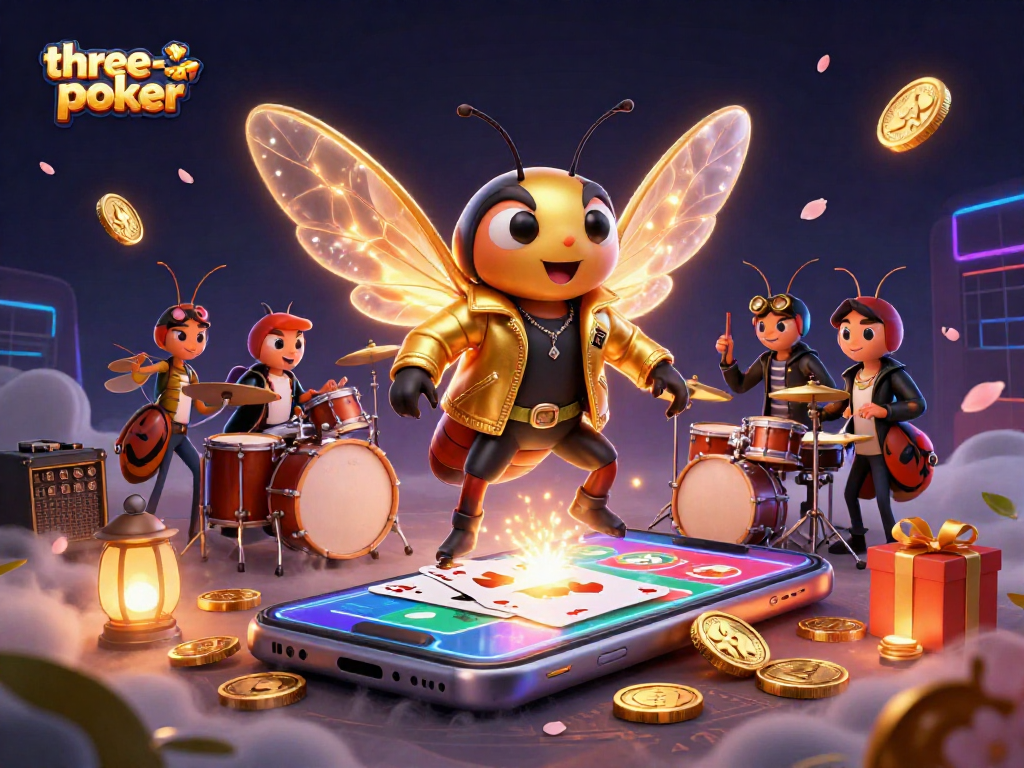 Experience three-card-poker with electrifying characters and dynamic casino elements in a vibrant illustration